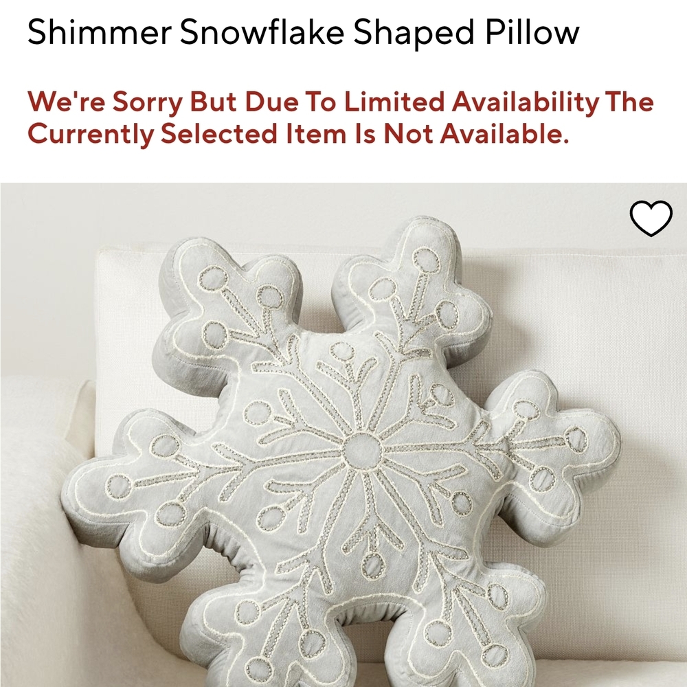 New Pottery Barn Shimmer Snowflake Pillow